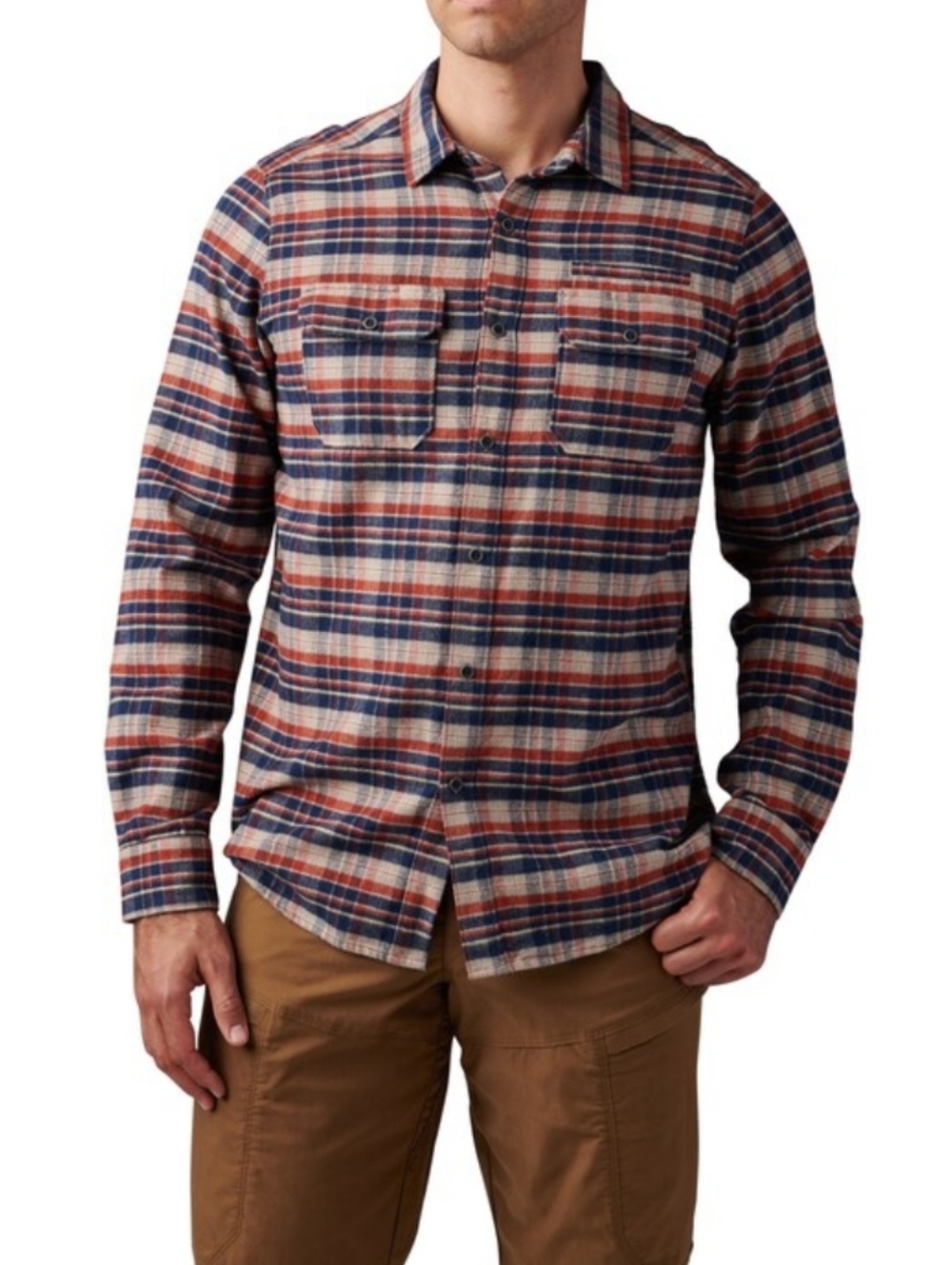 5.11 Tactical Men's Plaid Button-Down Shirt in Red, Blue & Cream